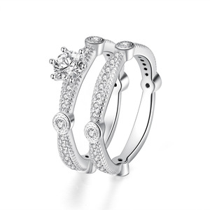 Akzeptieren Sie benutzer definierte Top-Qualität Luxus 2 teile/satz Edelstein CZ Diamant <span class=keywords><strong>Ring</strong></span> Set Hochzeit Party Ringe für Frauen B2445 - Product Image 5