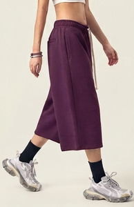 Women's Purple Mid <b>Waist</b> Loose Fit Knitted Solid Color <b>Elastic</b> <b>Waist</b> HighStreet Style - Product Image 3