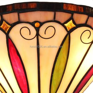 Lampe murale demi-hauteur de style Tiffany de luxe de 12 pouces, design baroque en verre teinté, pour chambre à coucher, salle à manger, source de lumière LED, petites tailles - Product Image 3