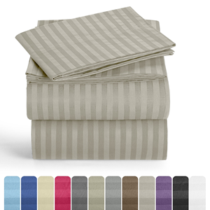Juego de Ropa de Cama de Lujo para Hotel, Juego de Sábanas de Microfibra Cepillada con Rayas en Relieve, Sábanas Sólidas con Rayas, Gran Venta - Product Image 3