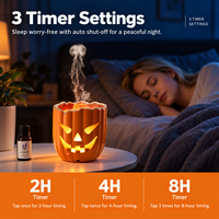 Diffuseur d'arômes de citrouille d'Halloween USB silencieux avec minuterie, décoration de table, diffuseur ultrasonique d'huiles essentielles