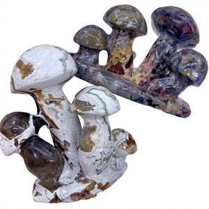 Escultura de Hongo de Ágata Mexicana Natural, Tallada a Mano, Grupo de Hongos de Cristal Pulidos para Decoración de Escritorio y Colección - Product Image 2