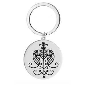 Voodoo Veve simboli Sigil Charm gioielli Vodou <span class=keywords><strong>Lwa</strong></span> Loa Amulet talismano Fine lucidatura ciondolo in acciaio inox portachiavi - Product Image 6