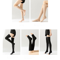 Chaussettes de compression à bout ouvert, hauteur genou, 15-20 mmHg pour femmes et hommes - Faciles à porter pour les voyages, la maternité et l'usage quotidien