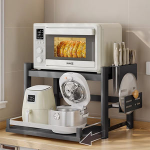 Ausziehbarer Mikrowellen herd aus Metall Verstellbares Regal <span class=keywords><strong>2</strong></span>-stufige Utensilien Geschirr Aufbewahrung ständer für Küchen arbeits platte Organizer - Product Image 3