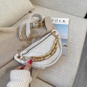 <span class=keywords><strong>Riñonera</strong></span> de piel sintética con encaje de perlas para mujer, Cangurera bordada, bolso de hombro - Product Image 5