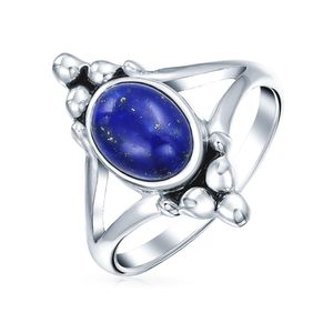 Anello Vittoriano con Cabochon in Lapislazzuli, Gioiello in Stile Spada Antica Elden, Argento Sterling S925 - Product Image 5