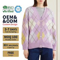 Damen Herbst V-Ausschnitt Knopf-Acryl-Cardigan OEM Fabrik Maßgeschneiderter Strickpullover Private Label