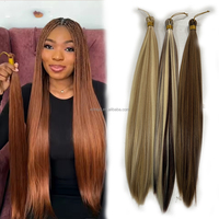 Extensions de cheveux synthétiques de haute qualité, lisses et soyeux, tissage simple, 24 pouces, 150g, sans nœuds, pour femmes noires