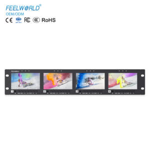 FEELWORLD Q41 Monitor de montaje en bastidor multipantalla Monitor de montaje en bastidor de vídeo profesional Quad 4,5 "2RU SDI <span class=keywords><strong>HDMI</strong></span> OEM Fábrica al por mayor - Product Image 1