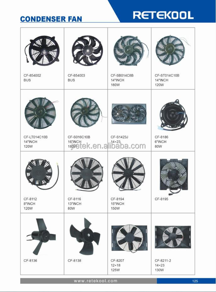12'' 80 W auto radiator fan for bus radiator system, radiator condenser cooling fan