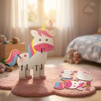 VOSAN Créez votre propre puzzle 3D licorne, kit d'artisanat DIY pour enfants, assemblage en carton, jouet éducatif pour garçons et filles