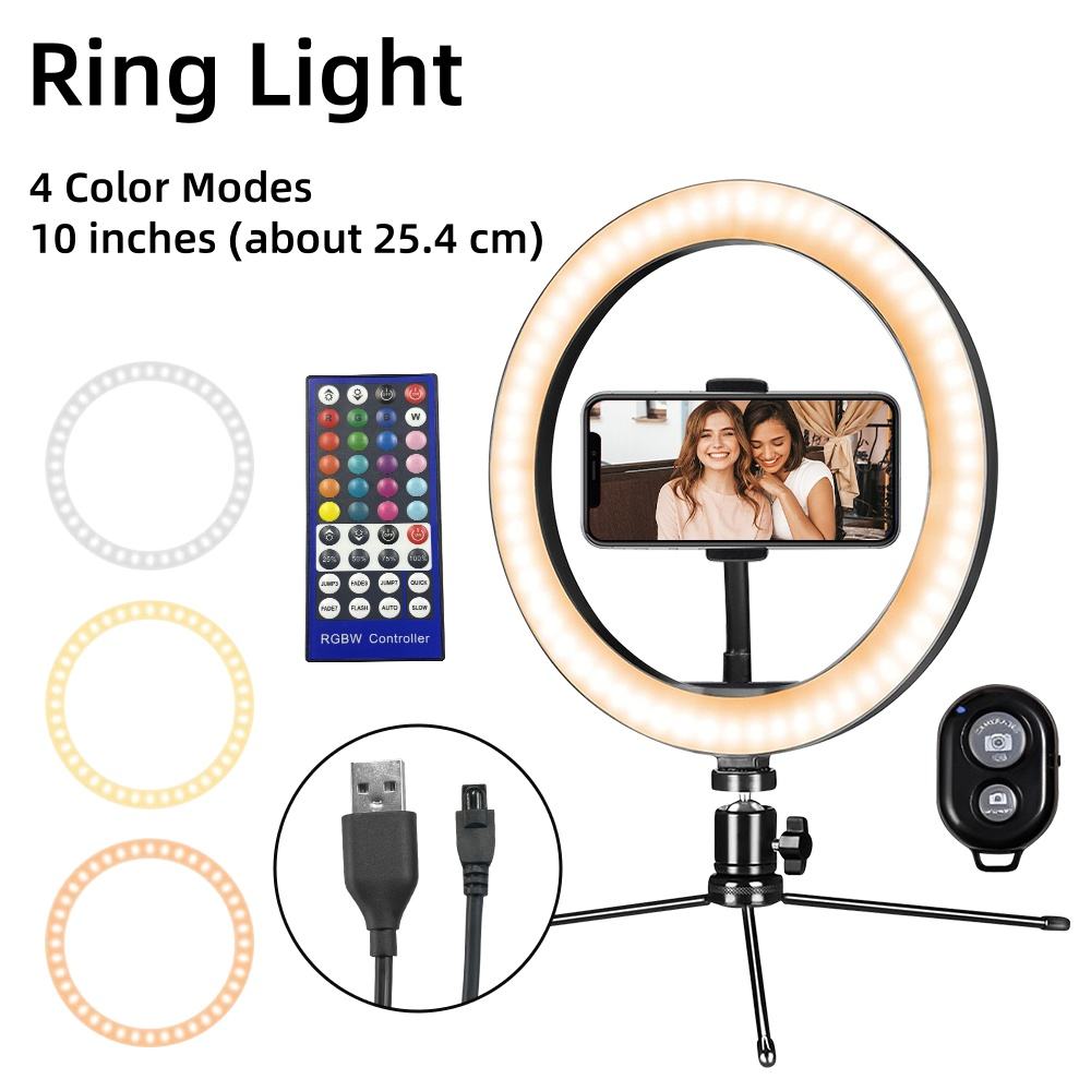 Hongdak Factory 10 Inch Ring Fill Light RGB Live Led Colorful Ring Light Mobile Live Desktop Tripod Fill Light