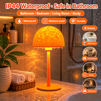 Lampe de table projecteur d'ondulations d'eau étanche IP44, RGB, télécommande tactile, veilleuse d'ambiance champignon pour salle de bain et chambre à coucher