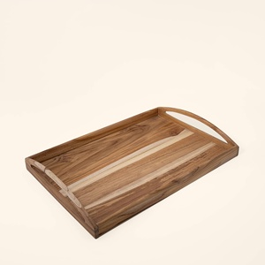 Vassoio Rettangolare in Legno di Teak Fatto a Mano 18 X 11 X 2,5 Pollici, Vassoio Decorativo per Servire - Product Image 3
