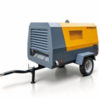 Compresseur d'air à vis diesel portable 250 CFM 8 bars monté sur remorque pour forage minier et marteau perforateur