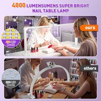 Lampe LED pour technicien des ongles Half Moon Light 456 LED, 34 pouces, pliable, avec support pour téléphone et gradation progressive