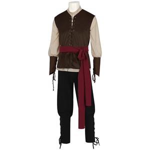 Costume de <span class=keywords><strong>pirate</strong></span> Viking médiéval unisexe 2025, veste, chemise, pantalon ajusté, ensemble d'accessoires, vêtements en polyester Ff14cos - Product Image 3