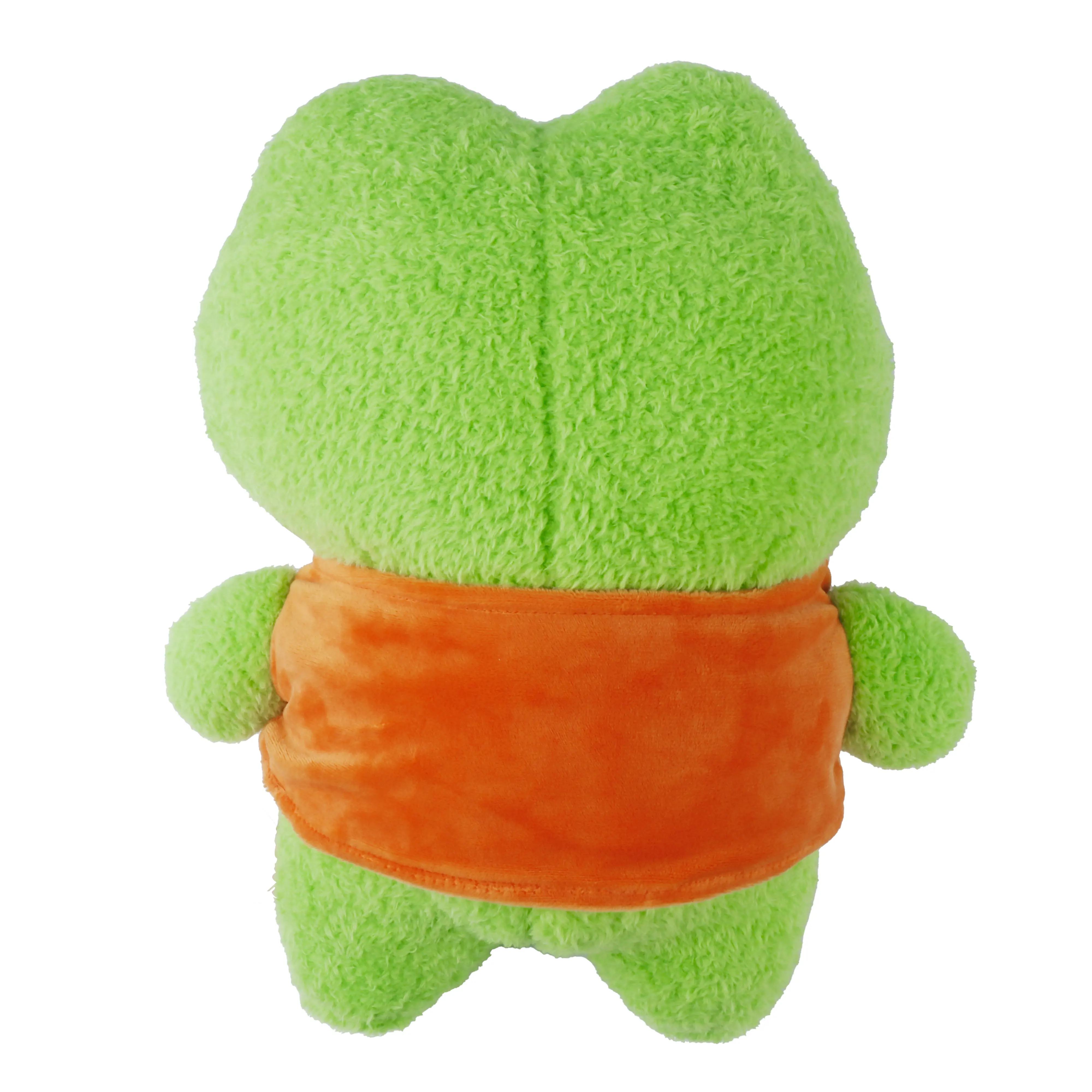Özel karikatür yüksek kalite ve sevimli küçük yeşil kurbağa peluş oyuncak arkadaşı bebek için