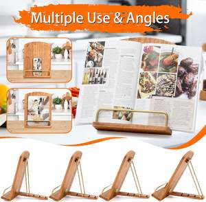 Supporto in Legno <span class=keywords><strong>per</strong></span> Ricettario Pieghevole Regolabile <span class=keywords><strong>per</strong></span> Tablet PC Libri di Testo Supporto <span class=keywords><strong>per</strong></span> Libri da Cucina - Product Image 2