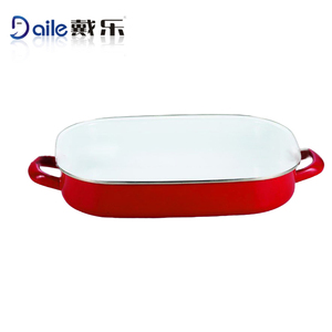 Custom Non-Stick Double Ear Red Rectangle Eco-Friendly Oven Safe Enamel Baking Pan for Au <strong>Gratin</strong> <strong>Dishes</strong> and Cake - Product Image 3