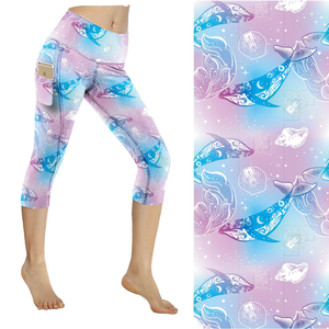 Leggings Capri para Mujer con Estampado Digital Personalizado, Ligeros, de Poliéster, Cintura Media, Casuales, para Fitness, Yoga, Gimnasio y Running - Product Image 1