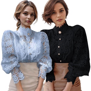 Camisas de Manga Abullonada para Mujer, Blusas de Encaje Bordado Estilo Lolita, Túnica Victoriana, Blusas Elegantes de Estilo Renacentista, Camisa de Manga Larga - Product Image 1