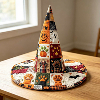 Grenzüberschreitender Neuer Stil Feiertags-Digitaldruck und Quilt-Kunst Halloween-Kunsthandwerk Bestickter Hexenhut aus Polyester für Erwachsene