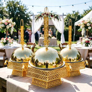 Calentador <span class=keywords><strong>de</strong></span> Comida Tipo Buffet, Hexagonal, Dorado, Estilo Europeo Elegante, para Hotel y Bodas, <span class=keywords><strong>de</strong></span> Lujo, Tallado - Product Image 1