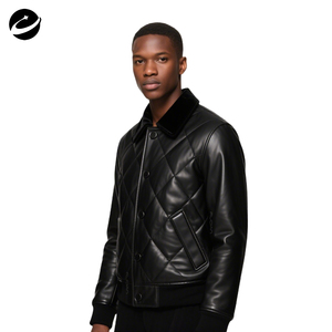 XUCHANG Veste en cuir matelassée personnalisée de haute qualité originale avec fermeture éclair pour veste en cuir pour homme - Product Image 2