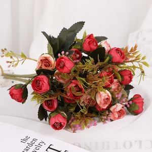Yumfeel — <span class=keywords><strong>bouquet</strong></span> <span class=keywords><strong>de</strong></span> roses en soie, 5 fourchettes, <span class=keywords><strong>fleurs</strong></span> pour décoration intérieure, bon marché - Product Image 4