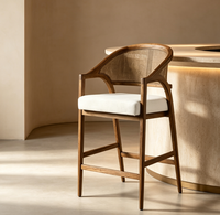 Tabouret de bar vintage en bois massif, avec accoudoirs courbes et repose-pieds en bois massif, pour bar moderne à domicile, directement de l'usine