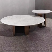 Ensemble de tables basses rondes contemporaines pour salon, table basse de luxe en acier inoxydable doré pour la maison