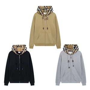 2026 New Trend Casual High-Style Plaid Hat Designer Style Vintage khaki Bur berry <b>Zipper</b> <b>Jacket</b> for Men - Product Image 3