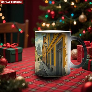 Mug simple et sobre en céramique noire de 11 oz, givré, sensible à la chaleur, pour usage quotidien - Product Image 2