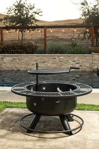 Chimenea de Acero para Interiores y Exteriores, Color Negro Metálico, Área de Cocción Amplia, para Botellas de Cerveza, Redonda, con Parrilla - Product Image 3