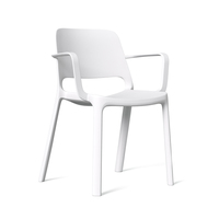 Chaise de bureau moderne en plastique bleue ou blanche, chaises en plastique pour événements en plein air, chaises de conférence empilables modernes en plastique avec accoudoirs