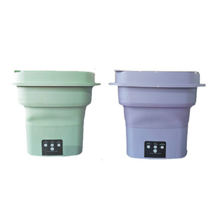 Mini machine à laver pliable, électrique, portable, 28x25x25.5, en plastique, couleurs violet-vert mélangées, pour usage en dortoir - Product Image 2