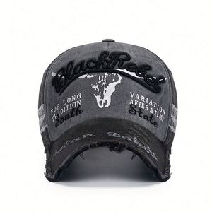 หมวกเบสบอลวินเทจสองสีแบบทำเก่า ปักโลโก้ ปีกโค้ง ป้องกันแสงแดด - Product Image 5