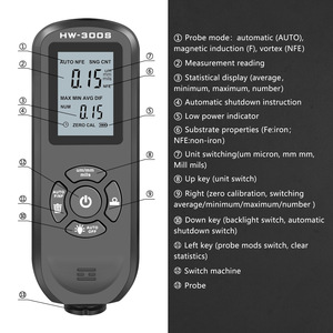 Alta Sensível Digital Film Espessura Medidor Pintura Do Carro Espessura Tester Revestimento Espessura Medidor HW-300S - Product Image 3