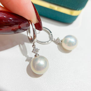 Base para Pendientes de Plata S925, Accesorios para Perlas DIY, Pendientes Colgantes de Moda con Cuentas Redondas de 9-15 mm y Broche, Modelo 21961 - Product Image 2