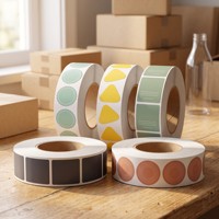 Étiquettes autocollantes en vinyle rondes imprimées numériquement sur mesure avec logo personnalisé pour l'emballage de bouteilles, de bocaux et de sachets