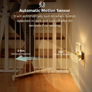 Veilleuse LOHAS à brancher avec détecteur de mouvement, 0-100lm, intensité réglable, en acrylique, à activation par mouvement, lampes LED pour salle de bain et chambre à coucher - Product Image 3