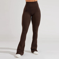 Leggings de Yoga Acampanados de Cintura Alta y Pierna Ancha para Mujer con Logotipo Personalizado, Espalda en Forma de V para Entrenamiento, para Chicas de Preparatoria, Sexy