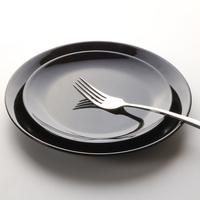 Services de table en porcelaine fine pour restaurants, vente en gros, en stock, service de table noir avec incrustations dorées
