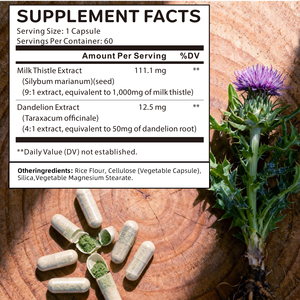 OEM antihanger Susu Thistle <span class=keywords><strong>Dandelion</strong></span> suplemen hati Detox membersihkan kapsul untuk dewasa - Product Image 4