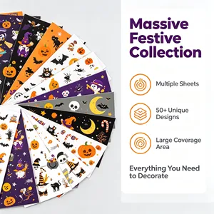 Adhesivos de Vinilo Removibles para Ventanas de Halloween, Decoración Festiva para Fiestas en Casa, Reutilizables, Forma Irregular - Product Image 5