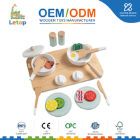 Ensemble de cuisine en bois Montessori Letop pour enfants, jeu de simulation de cuisine avec ustensiles et aliments pour tout-petits, 18 pièces