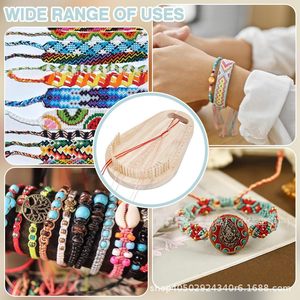 Wooden Woven Board Bracelet Maker Pear Cut Multi Rope Weaving Frame Desktop <b>DIY</b> Jewelry Making Supplies <b>Kit</b> - Product Image 4