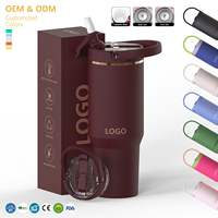 Vaso Térmico de Acero Inoxidable Aislado Personalizado con Logotipo, 20oz 24oz 32oz 40oz, con Tapa y Asa, Vasos Térmicos Duraderos al Vacío